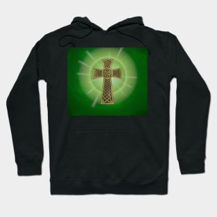 Celtic Cross on a Field of Green Hoodie